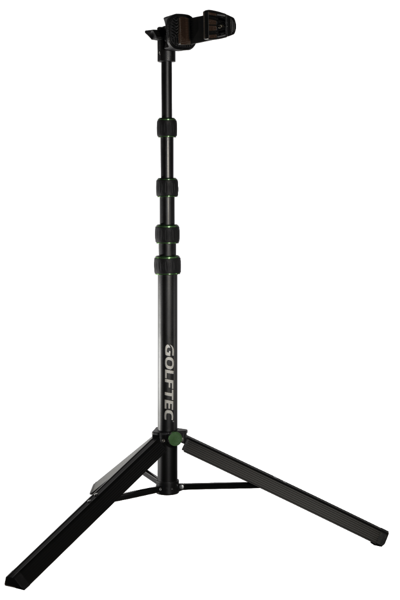 GOLFTEC phone tripod extended to maximum height