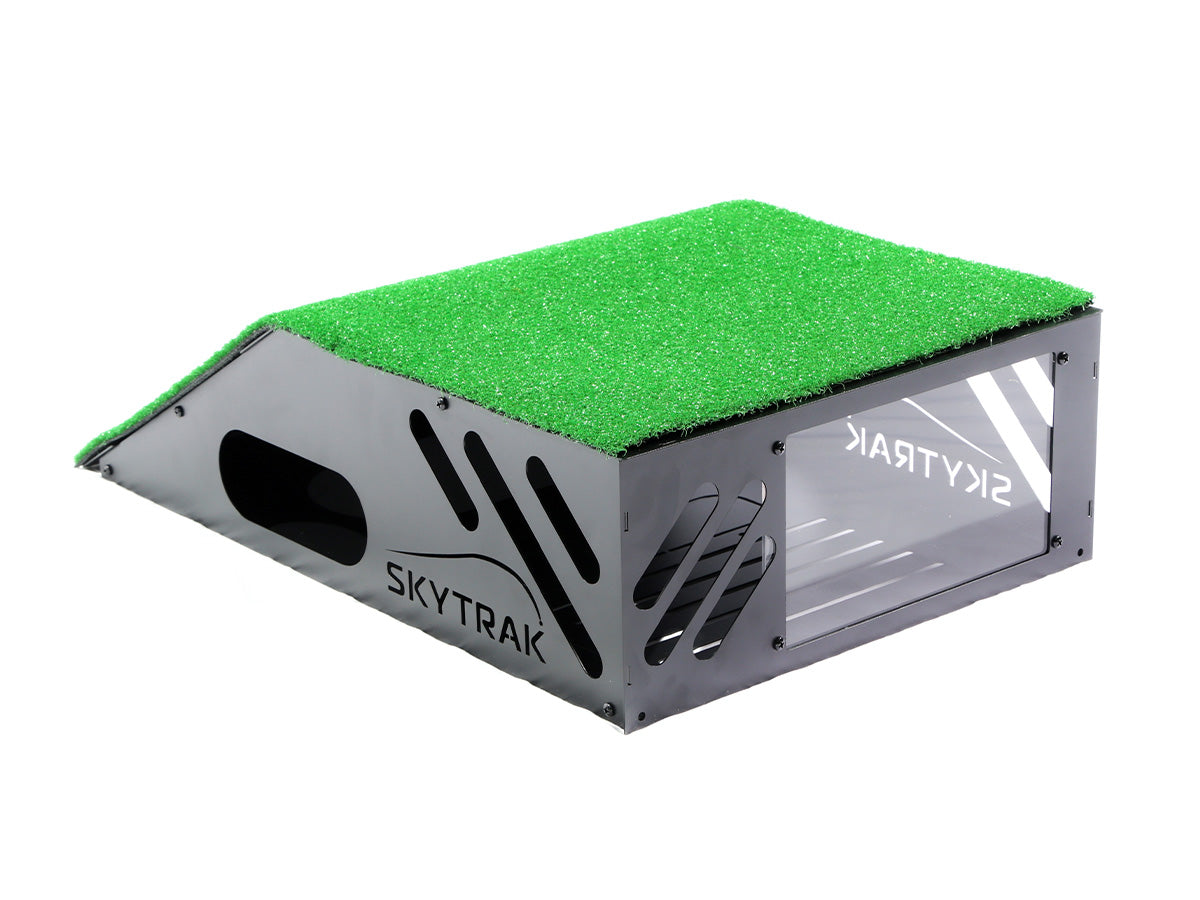 Full steel plate frame and angled turf top panel to guide shots forward
